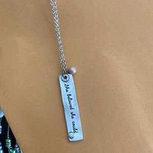 24” chain “She Believed she could, and she did.” With pale pink Pearl